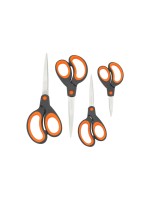 Rapesco Ciseaux Soft Grip Noir/orange, 4 pièces, Acier inoxydable
