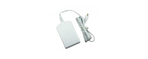 Alimentation officielle Raspberry Pi, 5 Volts, 2.5 Amperes, Micro-USB, blanc