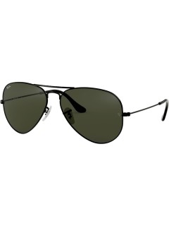 Ray-Ban AVIATOR LARGE METAL BLACK, Sonnenbrille,0RB3025, Lens G-15 GREEN