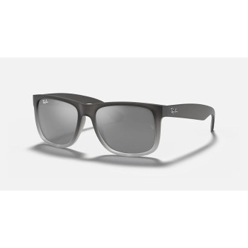 Ray-Ban JUSTIN, RUBBER GREY ON CLEAR GREY, Sonnenbrille, Lens GREY MIRROR SILVER