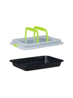 relaxdays Plat à four carré 40.5 cm x 32.5 cm, noir/vert