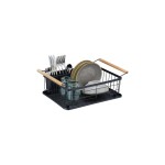 relaxdays Abtropfgestell, Metall, 18 x 48,5 x 31,5 cm, Schwarz