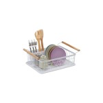 relaxdays Abtropfgestell, Metall, 18 x 48,5 x 31,5 cm, white