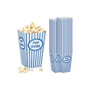 relaxdays Popcorntüten 48er Set, Blau/Weiss, ca. 16 x 10,5 x 10,5 cm