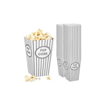 relaxdays Popcorntüten 48er Set, Grau/Weiss, ca. 16 x 10,5 x 10,5 cm