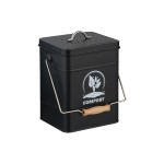 relaxdays Seau à compost avec filtre anti-odeur, 6 l, Noir/Argenté