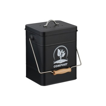 relaxdays Komposteimer with Geruchsfilter, 6 Liter, black 