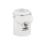 relaxdays Seau à compost avec filtre anti-odeur 5.5 l, Argenté/Blanc