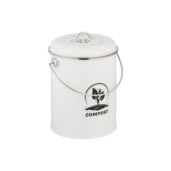 relaxdays Seau à compost avec filtre anti-odeur 5.5 l, Argenté/Blanc relaxdays Seau à compost avec filtre anti-odeur 5.5 l, Argenté/Blanc