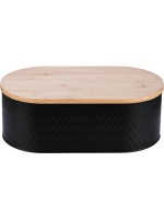 relaxdays Brotkasten with Schneidebrett, black /Braun