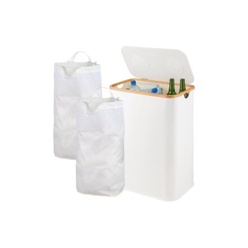 relaxdays PET & Glas Sammelbehälter 140 L, Weiss