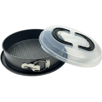 relaxdays Springform mit Deckel, 26 cm, Carbonstahl