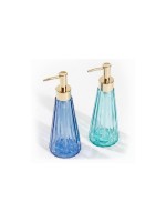 relaxdays Distributeur de savon Distributeur de savon 320 ml, Bleu/Vert/Doré