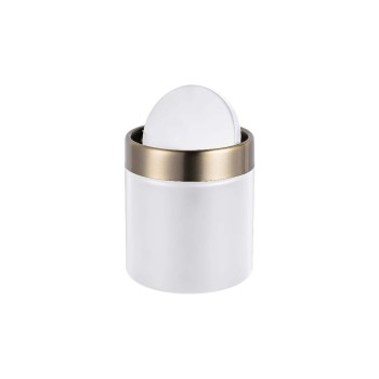 relaxdays Tischabfalleimer Mini, 1.5 Liter, white/Gold