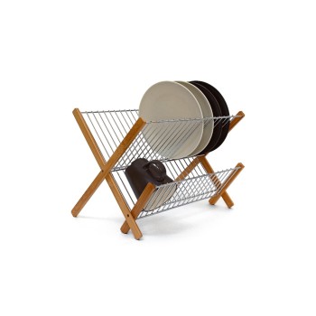 Relaxdays Abtropfgestell Cross, Abtropfgitter Metall Bambus Relaxdays Abtropfgestell Cross, Abtropfgitter Metall Bambus
