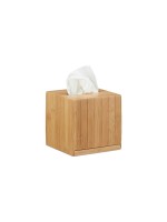 Relaxdays Kosmetiktücherbox Würfel, Aus Bambus und MDF (Boden)