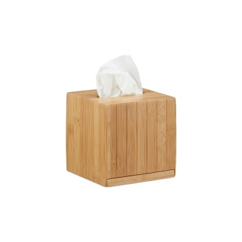 Relaxdays Kosmetiktücherbox Würfel, Aus Bambus und MDF (Boden) Relaxdays Kosmetiktücherbox Würfel, Aus Bambus und MDF (Boden)