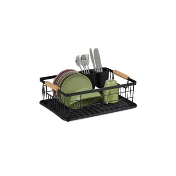 Relaxdays Abtropfgestell mit Auffangschale, Schwarz Relaxdays Abtropfgestell mit Auffangschale, Schwarz
