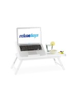 relaxdays Table pour ordinateur portable 15 , Bambou, blanc
