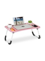 relaxdays Table pour ordinateur portable avec porte-boisson, Blanc / Rose / Noir