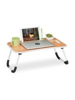relaxdays Table pliante pour ordinateur portable : blanc, marron clair, noir 24