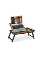 relaxdays Table pour ordinateur portable réglable en hauteur, marron foncé-noir 16