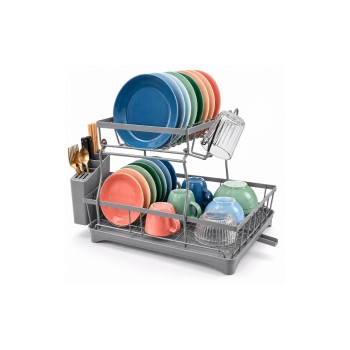 Relaxdays Abtropfgestell Abfluss 2-stufig, grey
