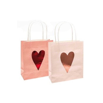 Rico Papiertüte Herzen rosa, 2 Stück