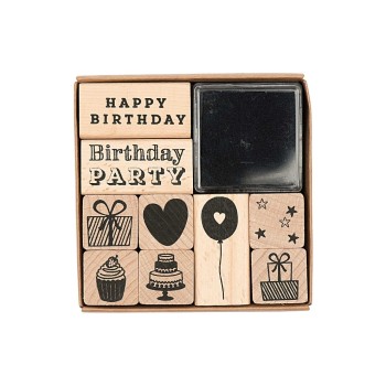 Rico Design Stempel Happy Birthday, mit Stempelkissen schwarz Rico Design Stempel Happy Birthday, mit Stempelkissen schwarz