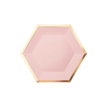 Rico Design Assiettes jetables Hexagone 27 cm, 10 Pièce/s, Doré/Rose Rico Design Assiettes jetables Hexagone 27 cm, 10 Pièce/s, Doré/Rose