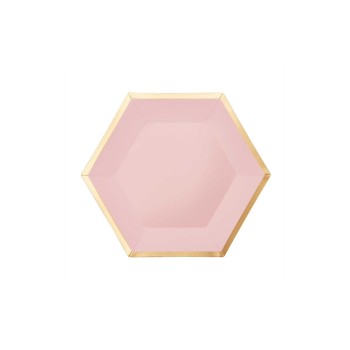 Rico Design Assiettes jetables Hexagone 16 cm, 10 Pièce/s, Doré/Rose Rico Design Assiettes jetables Hexagone 16 cm, 10 Pièce/s, Doré/Rose
