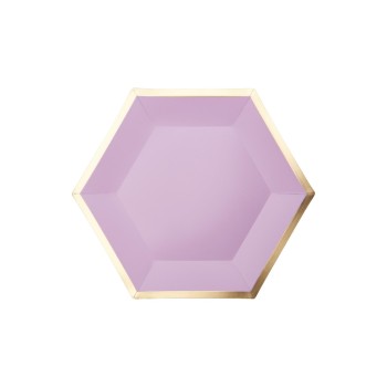 Rico Design Assiettes jetables Hexagone 27 cm, 10 Pièce/s, Lilas/Doré Rico Design Assiettes jetables Hexagone 27 cm, 10 Pièce/s, Lilas/Doré