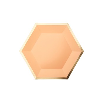 Rico Design Assiettes jetables Hexagone 27 x 23.5 cm, 10 Pièce/s, abricot/Doré Rico Design Assiettes jetables Hexagone 27 x 23.5 cm, 10 Pièce/s, abricot/Doré