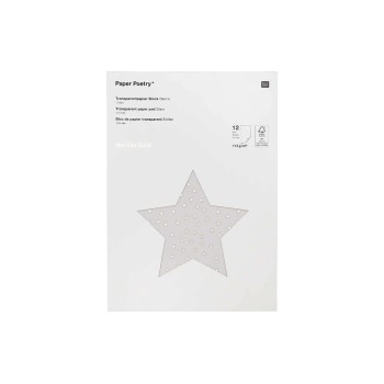 Rico Transparent Papier, Sterne, gold mix, 12 Blatt, A4, 113 g, FSC Recycled Rico Transparent Papier, Sterne, gold mix, 12 Blatt, A4, 113 g, FSC Recycled