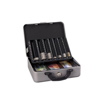 Rieffel Geldkasette with Münzzähleinsatz, Einzelmünzrillen, silbergrau Rieffel Geldkasette with Münzzähleinsatz, Einzelmünzrillen, silbergrau