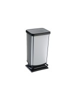 Rotho Treteimer Paso silber metallic, Fassungsvermögen 40 Liter