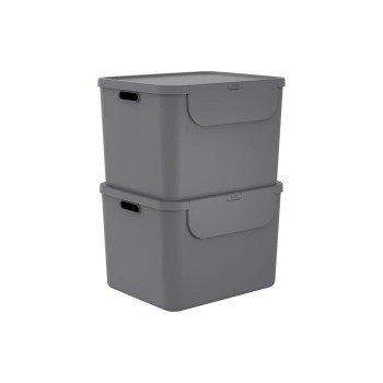Rotho Bacs de recyclage ALBULA 2 pcs. 110 l, Anthracite