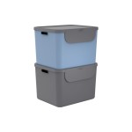 Rotho Bacs de recyclage ALBULA 2 pcs. 110 l, Bleu/Anthracite