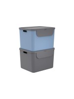 Rotho Bacs de recyclage ALBULA 2 pcs. 110 l, Bleu/Anthracite