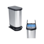 Rotho Treteimer duo Paso silver metallic, Fassungsvermögen 50 Liter