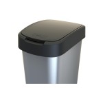 Rotho Poubelle à bascule Art Twist 50 l, argent métallisé