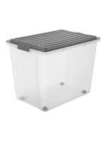 Rotho Stapelbox A3 mit Rollen 70 l COMPACT, Anthrazit, APPMYBOX Storage