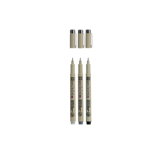 Sakura Fineliner Pigma Micron 0.45 mm, noir/gris, 3 pièces