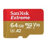 SanDisk microSDXC Card Extreme 64GB, read 170MB/s, Schr. 80MB/s, with Adapter