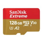 SanDisk microSDXC Card Extreme 128GB, read 190MB/s, Schr. 90MB/s, with Adapter