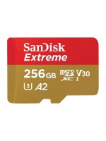 SanDisk microSDXC Card Extreme 256GB, Lesen 190MB/s, Schr. 130MB/s, inkl. Adapter