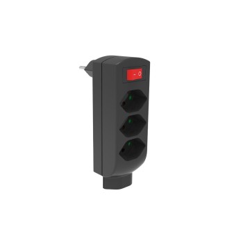 Schönenberger Abzweigstecker 4xT13, mit Schalter, schwarz Schönenberger Abzweigstecker 4xT13, mit Schalter, schwarz