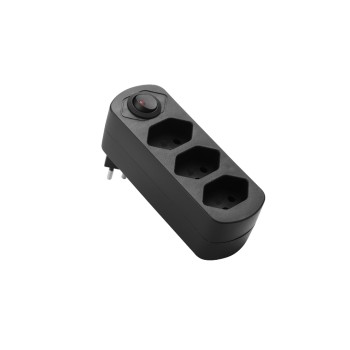 Schönenberger Abzweigstecker 3xT13, drehbar with Schalter, black 