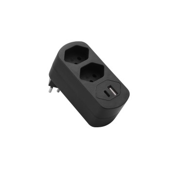 Schönenberger Abzweigstecker 2xT13, with USB PD30W, black Schönenberger Abzweigstecker 2xT13, with USB PD30W, black
