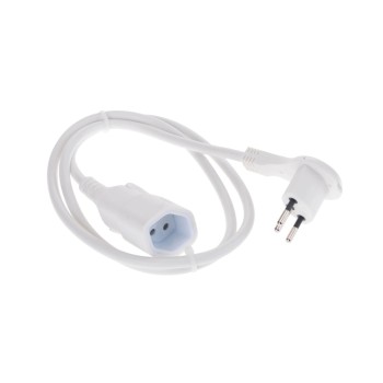 Kunststoff-Verlängerungskabel, 5m, weiss, 3-polig, T12/T13, Flachstecker angespritzt Kunststoff-Verlängerungskabel, 5m, weiss, 3-polig, T12/T13, Flachstecker angespritzt
